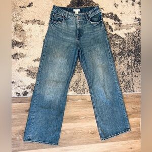H&M Medium Blue High Waist Wide-Leg Jeans